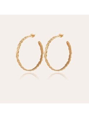 Gold Plated Textured Hoop Earrings By Gas Bijoux Liane Hoop From France